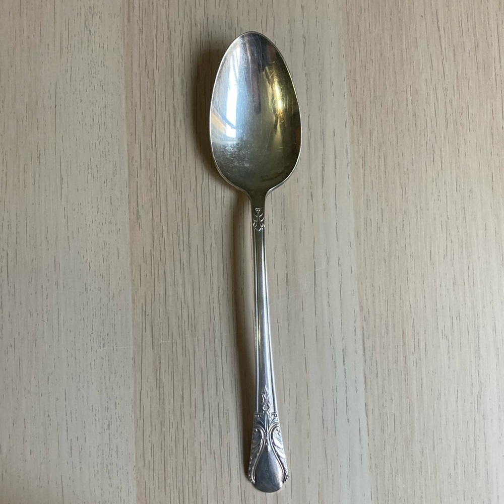 Silver plated serving spoon, Avalon/Cabin pattern by Wm. Rogers Mfg. Co.